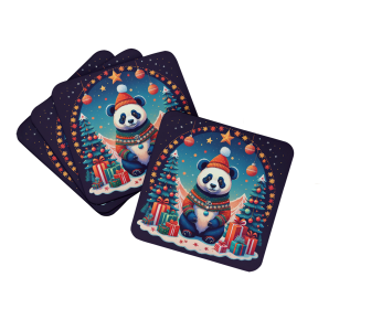 Animal Christmas Foam Coasters (Design: Panda 1198, size: 3.5)