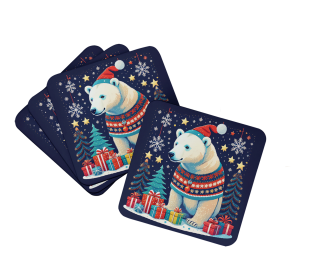 Animal Christmas Foam Coasters (Design: Polar Bear 1200, size: 3.5)