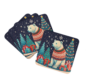 Animal Christmas Foam Coasters (Design: Polar Bear 1201, size: 3.5)