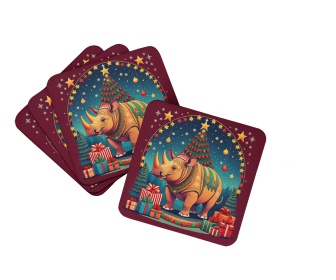 Animal Christmas Foam Coasters (Design: Rhinoceros 1203, size: 3.5)