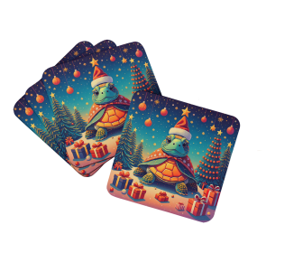 Animal Christmas Foam Coasters (Design: Turtle 1207, size: 3.5)