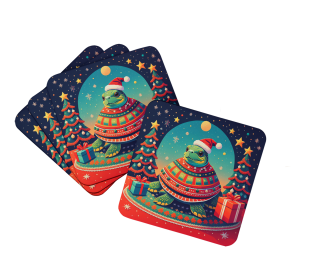 Animal Christmas Foam Coasters (Design: Turtle 1208, size: 3.5)