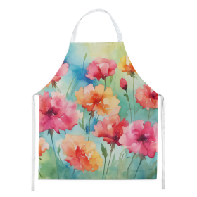 Flowers in Watercolor Apron (Dog Breed: Carnations 1548, size: large)