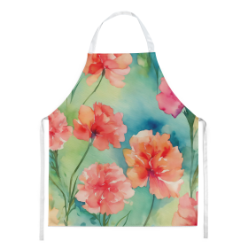 Flowers in Watercolor Apron (Dog Breed: Carnations 1549, size: large)