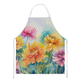 Flowers in Watercolor Apron (Dog Breed: Chrysanthemums 1550, size: large)