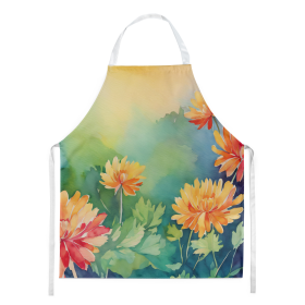 Flowers in Watercolor Apron (Dog Breed: Chrysanthemums 1552, size: large)