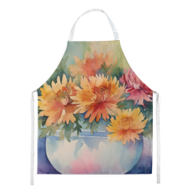 Flowers in Watercolor Apron (Dog Breed: Chrysanthemums 1553, size: large)