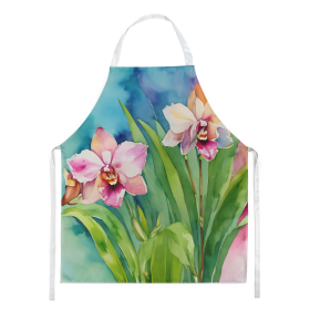 Flowers in Watercolor Apron (Dog Breed: Orchids 1555, size: large)