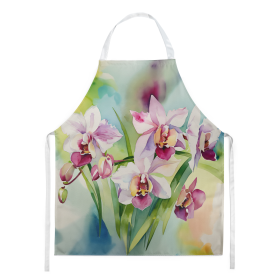 Flowers in Watercolor Apron (Dog Breed: Orchids 1557, size: large)