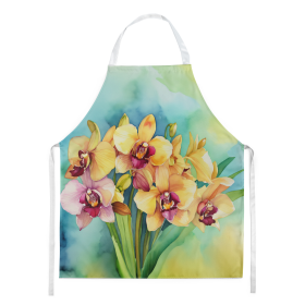 Flowers in Watercolor Apron (Dog Breed: Orchids 1558, size: large)