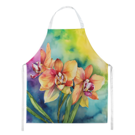 Flowers in Watercolor Apron (Dog Breed: Orchids 1559, size: large)