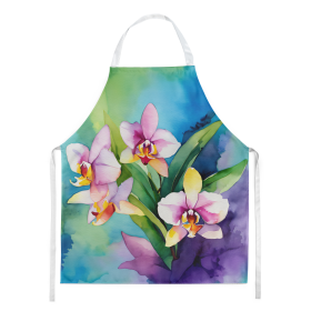 Flowers in Watercolor Apron (Dog Breed: Orchids 1562, size: large)