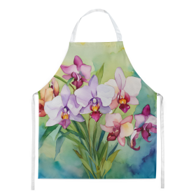 Flowers in Watercolor Apron (Dog Breed: Orchids 1563, size: large)