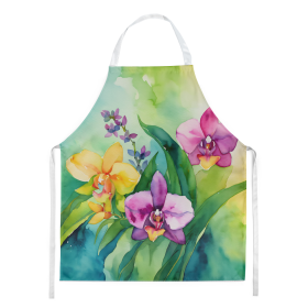 Flowers in Watercolor Apron (Dog Breed: Orchids 1564, size: large)