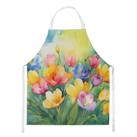 Flowers in Watercolor Apron (Dog Breed: Freesias 1565, size: large)