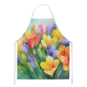 Flowers in Watercolor Apron (Dog Breed: Freesias 1567, size: large)