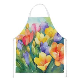 Flowers in Watercolor Apron (Dog Breed: Freesias 1568, size: large)