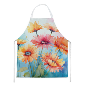 Flowers in Watercolor Apron (Dog Breed: Gerbera Daisies 1570, size: large)
