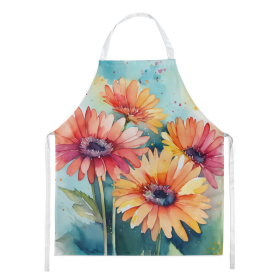 Flowers in Watercolor Apron (Dog Breed: Gerbera Daisies 1572, size: large)