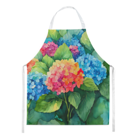 Flowers in Watercolor Apron (Dog Breed: Hydrangeas 1575, size: large)