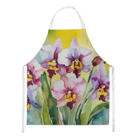 Flowers in Watercolor Apron (Dog Breed: Orchids 1589, size: large)