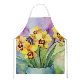 Flowers in Watercolor Apron (Dog Breed: Orchids 1590, size: large)
