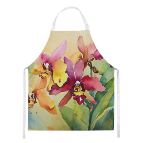 Flowers in Watercolor Apron (Dog Breed: Orchids 1591, size: large)
