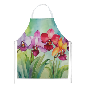 Flowers in Watercolor Apron (Dog Breed: Orchids 1592, size: large)