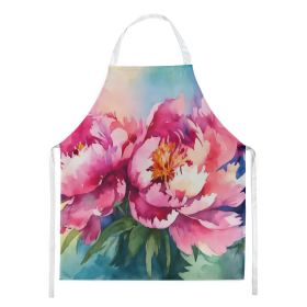 Flowers in Watercolor Apron (Dog Breed: Peonies 1594, size: large)