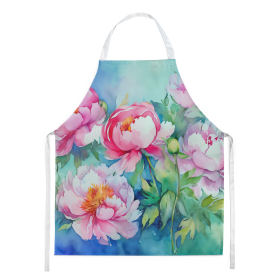 Flowers in Watercolor Apron (Dog Breed: Peonies 1595, size: large)