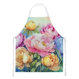 Flowers in Watercolor Apron (Dog Breed: Peonies 1597, size: large)