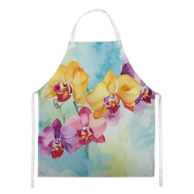 Flowers in Watercolor Apron (Dog Breed: Orchids 1599, size: large)