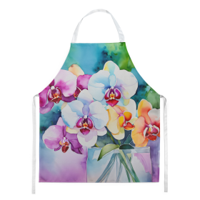 Flowers in Watercolor Apron (Dog Breed: Orchids 1600, size: large)