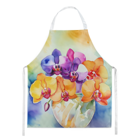 Flowers in Watercolor Apron (Dog Breed: Orchids 1601, size: large)