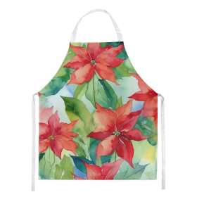 Flowers in Watercolor Apron (Dog Breed: Poinsettias 1602, size: large)