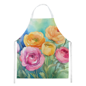 Flowers in Watercolor Apron (Dog Breed: Ranunculus 1603, size: large)