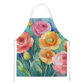 Flowers in Watercolor Apron (Dog Breed: Ranunculus 1604, size: large)