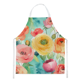 Flowers in Watercolor Apron (Dog Breed: Ranunculus 1605, size: large)