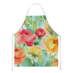 Flowers in Watercolor Apron (Dog Breed: Ranunculus 1606, size: large)