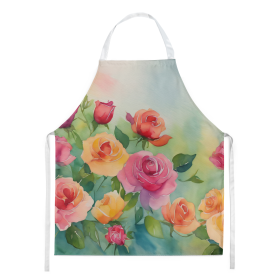 Flowers in Watercolor Apron (Dog Breed: Roses 1607, size: large)