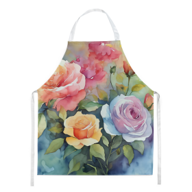 Flowers in Watercolor Apron (Dog Breed: Roses 1608, size: large)