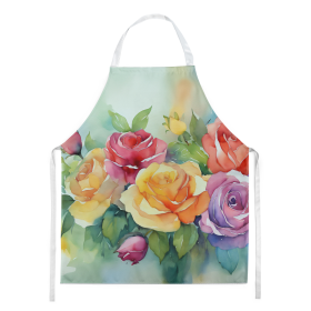 Flowers in Watercolor Apron (Dog Breed: Roses 1609, size: large)