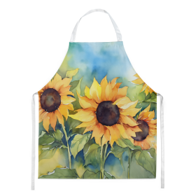 Flowers in Watercolor Apron (Dog Breed: Sunflowers 1611, size: large)