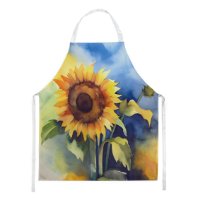 Flowers in Watercolor Apron (Dog Breed: Sunflowers 1613, size: large)