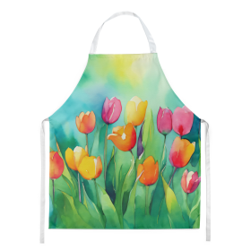 Flowers in Watercolor Apron (Dog Breed: Tulips 1618, size: large)