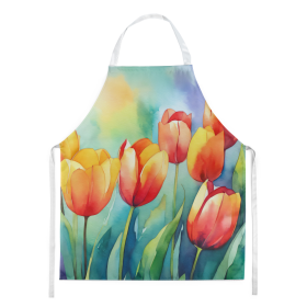 Flowers in Watercolor Apron (Dog Breed: Tulips 1619, size: large)