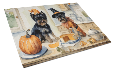 Fall Kitchen Pumpkin Pie Glass Cutting Board (Dog Breed: Affenpinscher 1720, size: large)