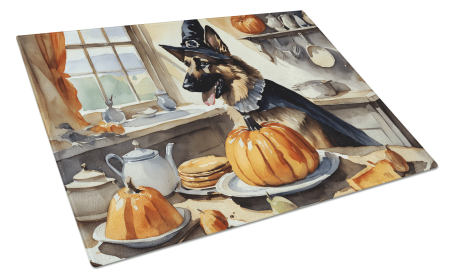 Fall Kitchen Pumpkin Pie Glass Cutting Board (Dog Breed: German Shepherd 1773, size: large)