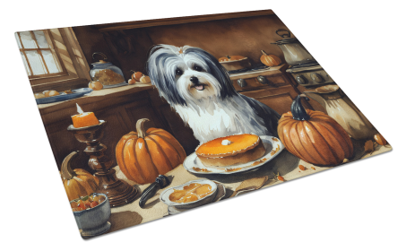 Fall Kitchen Pumpkin Pie Glass Cutting Board (Dog Breed: Havanese 1778, size: large)