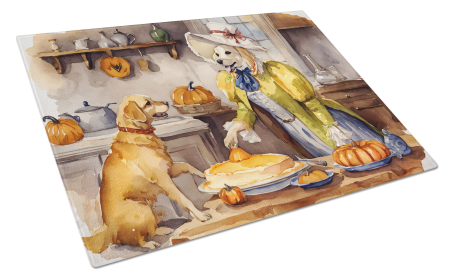 Fall Kitchen Pumpkin Pie Glass Cutting Board (Dog Breed: Labrador Retriever 1791, size: large)